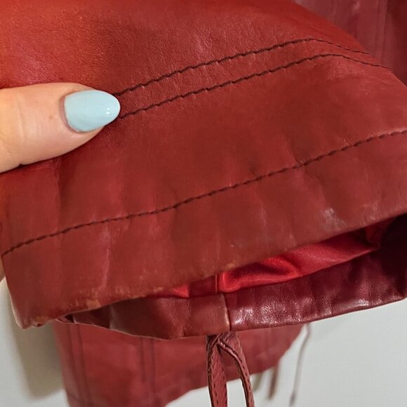 FENDI 100% Genuine Leather Jacket Coat Red Full Zipper Size 4 Vintage - Picture 8 of 11